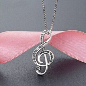 Musical Note Silver Necklace